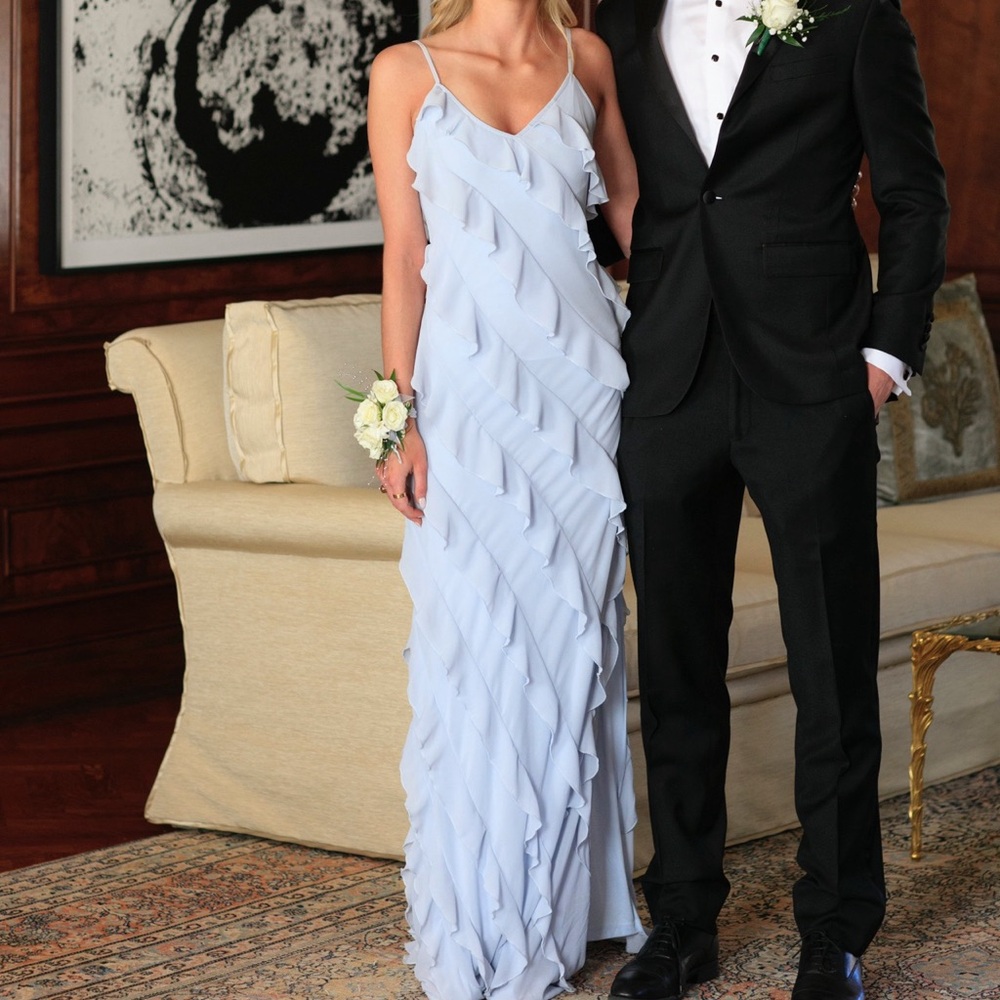 Blue Ruffle Maxi Dress